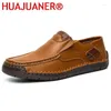 Casual Shoes Fashion Leather Non-slip Men Footwear Vintage Style Mens Male Handmade Loafers Versatile Walking