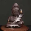 Kunst en ambachten Lucky Fenshui Avalokitesvar handwerk handwerk Boeddha Waterval Rackflow wierookbrander Home Decor Incense Stick Holder keramische volkser L49