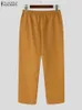 Zanzea Casual Solid Color Trouser Dames Potlood Long Pant Zomer Elastische taille Pantalones Fashion Pocket Stitching broek 240411