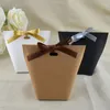 Presentförpackning 20/50 st tomt Kraft Paper Bag White Black Candy Wedding Favors Box Package Födelsedagspåsar med band