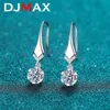 STERLING STERING Real moissanite pendientes colgantes platino de platino Gemstone Diamond Flower Pendientes para mujeres joyas finas