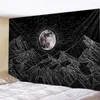 Tapestries Star Moon mode zwart -wit tapijtwand hangende polyester mandala patroon deken thuisdecoratie