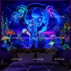 Astetico Blacklight Astronaut Space Tapestry Galaxy Universe Tapestries Glow in the Dark Tapestry Black Light Uv Wall Decor