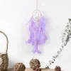 Catcher de rêve en forme de coeur romantique Double ring Purple Feather Rream Catcher mur suspendu à la maison décor Craft de Noël cadeau