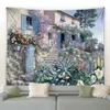 Tapisserie florale Européen Rétro Architectural Plantes vertes Home Garden mur suspendu paysage naturel