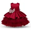 Peuter Baby Girl Dress Big Bow Doop Doop Jurk voor meisjes eerste jaar verjaardagsfeestje trouwjurk babykleding tutu pluizige jurk 240411