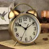 Retro väckarklocka europeiska tyst väckarklockor bronsfärg romerska klockor kreativa skrivbordsklockor metall hem sovrum dekor