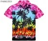 Palmowe wydrukowane męskie koszule Hawajskie Krótkie rękawie swobodny lato mężczyźni tropikalne koszule aloha impreza plaża noszenie odzieży Chemise 3x C8401615
