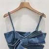 Zweiteilige Hosen von Frauen Retro abgenutzte dreidimensionale Bogen dekorative Jeans Loose Cool Weste Camisole Streetsty