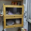 Japanese Bamboo Sideboards Kitchen Desktop Bowl Rack Household Seasoning Plate Storage Cabinet Multi-layer Stove Storage Cabinet