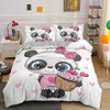 Ensembles de literie panda ensemble dessin animé enfant couvret couverture garçons garçons couvertures de courtepointe animale avec caisse d'oreiller en draps de lit de luxe textile