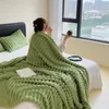 Filtar Vinter varm sovande filt hudvänlig sängäcke solid randigt kast för sovrumssoffa matta