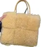 Functional Amazing Plush Handbag Arco Tote with Detachable Interior Zipped Pocket Bag Winter New Woven Fur Big Capacity Shopping B8309290