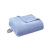Blankets Electric Micro Fleece Heated Solid Blanket King Blue For Beds