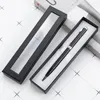 1 Set Boîte-cadeau en métal simple Ballpoint Set Laser Logo personnalisé Advertising Gift Pen Student Writing Penns Office Stationnery