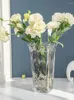 Vases Europe Transparent Thicken Glass Vase Home Decor Living Room Decoration Flower Plant Bottles Tabletop Light Blue