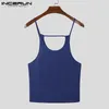 Incerun Tops 2022 American Style New Men's Sexy Leisure Vests Casual Streetwear Tops Tops Мужские твердые удобные жилеты S-5XL