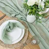 Reprave à gabarit de table verte Sage Green Runner Boho Gauze pour le mariage de mariée décor de baby shower décor de fête d'anniversaire