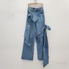 Zweiteilige Hosen von Frauen Retro abgenutzte dreidimensionale Bogen dekorative Jeans Loose Cool Weste Camisole Streetsty