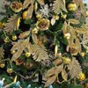 Dekorativa blommor träddekorationer guld julprydnads clearance pinnar fall blommor arrangemang hem hem