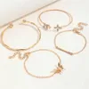 Bangle Vintage Gold Color Cuff armband Set van 4 roestvrijstalen vlinder Bracelet Combinatie Mode Elegante armband sieraden Geschenken 240411