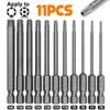 11pcs Torx Screwdriver Bit Set Hex Security Magnetic Head 75MM Extra Long Electric Screwdrier Tools-T40