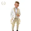 Boy's Suit bruiloft Tuxedo 3 -delige set - dubbele borsten vest, blazer en groene broek