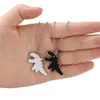 Kettingen drop olie witte dinosaurus hanger zwarte chokers cartoon sleutelbeen Koreaanse stijl ketting kettingen