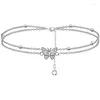 Bracelets de cheville à la cheville à papillons en cristal zircon pour femmes