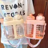 Water Bottles Large Capacity Plastic Drink Bottle 1600ml Cup With Straw Double Drinking For Student School Gif