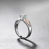 Med sidogenar Rose Gold Color Wing CZ Wedding Rings for Woman Charm Paled Cubic Zirconia Party Finger Jewelry Bijoux Girl Gift