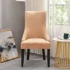 1PC Velvet Elastic Dining Chair Cover Stretch Color Color Failchair Long arrière chaises de protection pour le bureau de l'hôtel de mariage