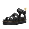 2024 NIEUWE DOC MARTEENS Sandalen Casual strandschoenen Versatiele dames Uitgaande zwart -wit kanten Hollow Litchi Patroon Sandaal Sandale platte glijbanen