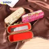 1pc fleur Jacquard Lipstick Board Single Boîte à bijoux LIP BLOSS Rangement de stockage Sacs de cosmétique avec miroir Femmes de maquillage Boîte de rangement