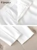 Calça de duas peças femininas azul branco elegante e elegante terno de calça de calça feminina flaff ruffle blazer e trabalho feminino de calça usam 2 set 2 set para