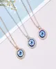 Evil Eye Necklace Third Blue Eyes Amulet Pendant Dainty Ojo Gold Chain Halsband Kabbalah Protection Justerbara Fashion Jewel Gif9081976