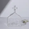 Vases Creative Home Decor Simple Small House Forme Fleur de vase en verre transparent pour le restaurant de récipient séché au restaurant