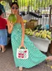 Casual Dresses ByeMyLove Green Stripes Summer Maxi Dress Women Tube Long Beach Off Shoulder Backless Fashion Stripe
