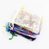 Gift Wrap 100pcs/lot Multi Size Butterfly White Bronzing Organza Jewelry Bags Sheer Pouch Wedding Favors Tulle Candy