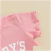 衣類セット幼児の女の赤ちゃんの服6 9 12 18 24か月夏の外れレタープリント半袖Tシャツベルボットパンツセットドロップd otvfy