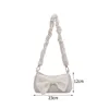 Schoudertassen mode dames bowknot geplooide onderarm tas casual dames parel ketting kleine handtas portemonnee elegant vaste kleur vierkant