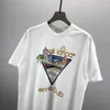 2023 Summer New Mens Casual Round Neck Camiseta Camiseta Castelo de Tennis Carta de tênis Print Liew Trendy