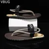 Mens Summer Color Matching Elastic Band Two Wear Sandals Light Breathable Flat Heel Wearresistant Beach Outdoor Large Size 240409