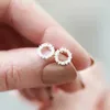 Stud Earrings Huitan Dainty Circle Shaped For Women Micro Paved Cubic Zirconia Exquisite Ear Piercing Accessories Modern Jewelry