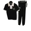 Kvinnors tvådelade byxor Designer 2024 Nanyou New Set Fashion Casual Letter Brodery Zipper Short Sleeve Polo Shirt+Casual V3UV