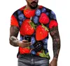 Camiseta para hombres de Summer Fruit para hombres HD impresión HD New Strawberry Marca de marea rápida de secado rápido