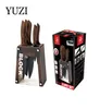 YUZI Kitchen Knives 6Pcs Set Stainless Steel Chef Knife Breading Knife Slicing Paring Tool Meat Cleaver Tools with Block2274407