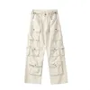 Street White Multi-Pocket Salopes Mens Harajuku Style Loose Casual Colters Pantal