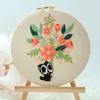 Cute Cat DIY Embroidery Kit for Beginner Flower Pattern Printed Needlework Cross Stitch Set Handmade Sewing Craft Dropshipping