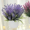 Flores decorativas Decorações de lavanda Faux em vasos de lavanda Party Party Outdoor Artificial Fake Plants Small Centerpieces Tabelas